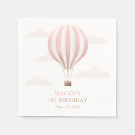 Pink Hot Air Ballon Birthday Serviette