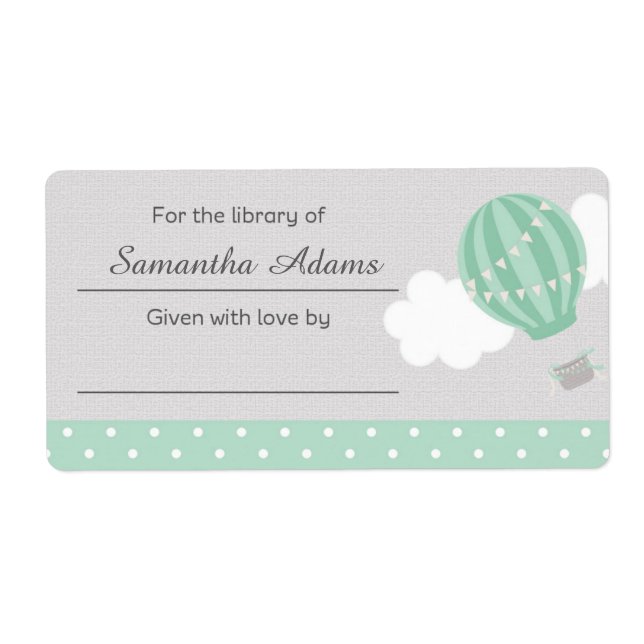 Pink Hot Air Ballon Buchzeichen Label Aufkleber (Vorne)