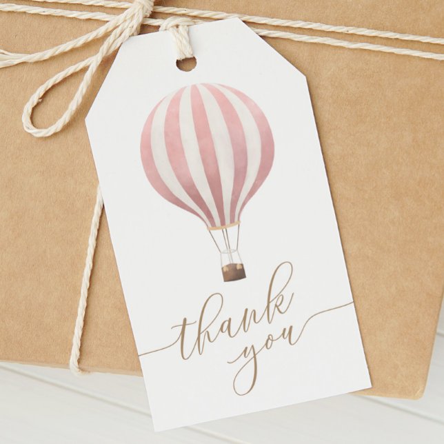 Pink Hot Air Ballon Girl Babydusche Danke Geschenkanhänger (Von Creator hochgeladen)