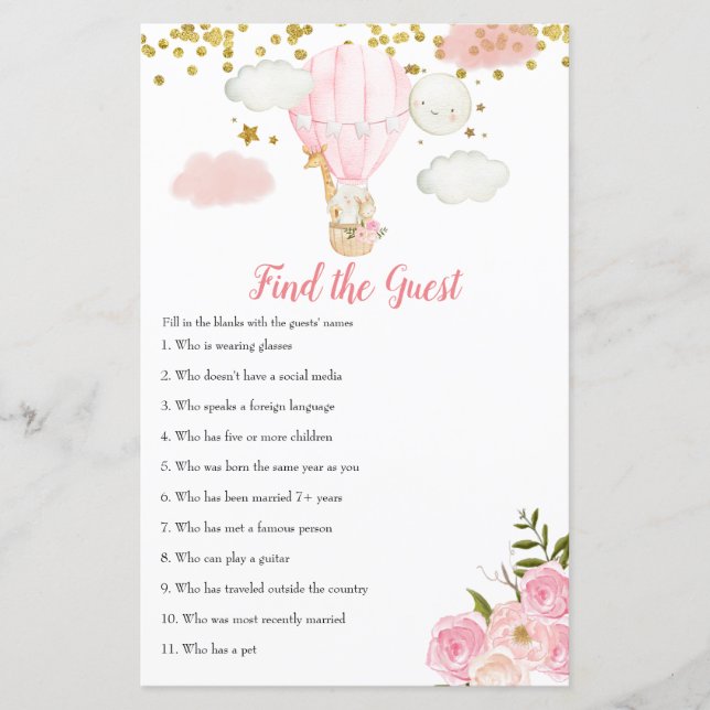 Pink Hot Air Ballon Jungle Finden Sie das Gast-Spi (Vorderseite)