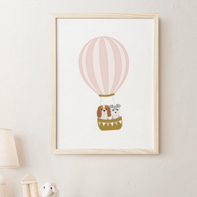 Pink Hot Air Ballon mit Hunde Kinderzimmer Poster (Von Creator hochgeladen)