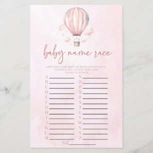 Pink Hot Air Ballon Name Race Baby Showspiel