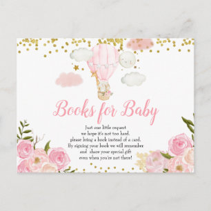 Pink Hot Air Ballon Tiere Bücher für Baby Einladungspostkarte