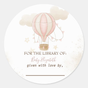 Pink Hot Air Ballon Wolken Babydusche Runder Aufkleber