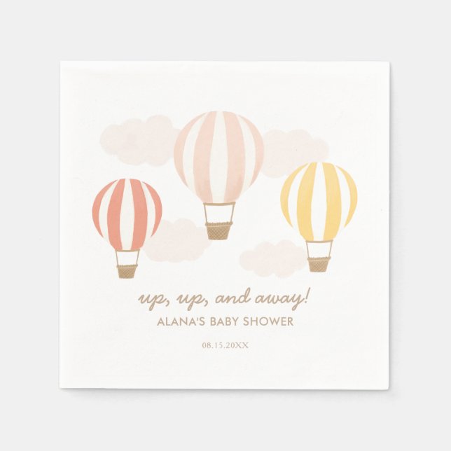 Pink Hot Air Balloons Girl Baby Dusche Serviette (Vorderseite)