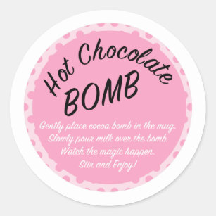 Pink Hot Cocoa Bombe Richtungsschild, heiße Schoko Runder Aufkleber