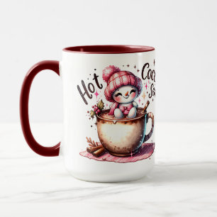 Pink Hot Cococoa Snowwomen Saison Tasse