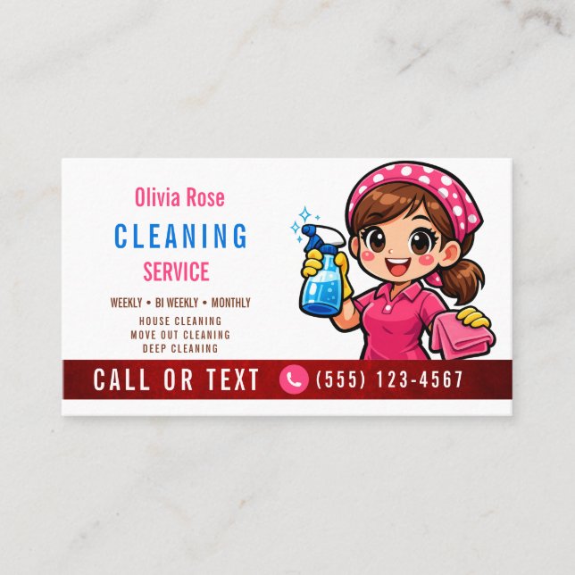 Pink House Cleaning Service Visitenkarte (Vorderseite)