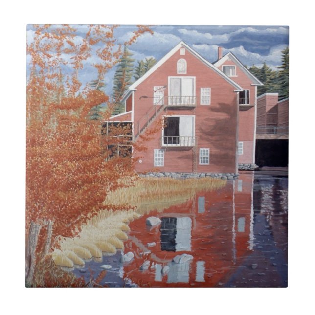 Pink House in Autumn Fliese (Vorderseite)