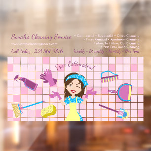 Pink Housekeeper Reinigung Janitor Custom Cartoon Fensteraufkleber