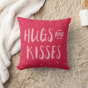 Pink Hugs und Kisses   Herz   Valentinstag Kissen