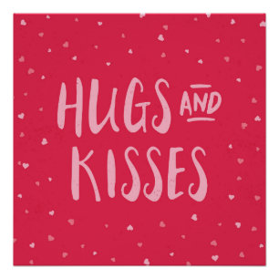 Pink Hugs und Kisses   Herz   Valentinstag Poster