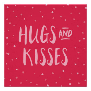 Pink Hugs und Kisses   Herz   Valentinstag Poster