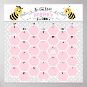 Pink Hummel Baby Geburtstagsvorhersage-Kalender Poster
