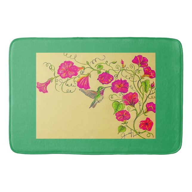 Pink Hummingbird Bath Mat Badematte (Vorderseite)