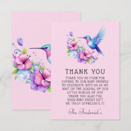 Pink Hummingbird Girl Baby Dusche Danke