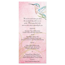 Pink Hummingbird Watercolor Wedding Menu