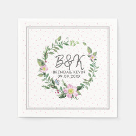 Pink Hund Rose Wasserfarben Kranz Serviette