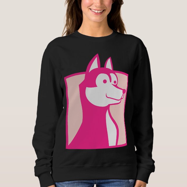 Pink Husky Dog Sweatshirt (Vorderseite)