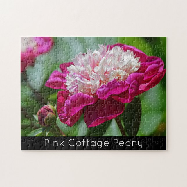 Pink Hütte Peony Garden Blume Puzzle (Horizontal)