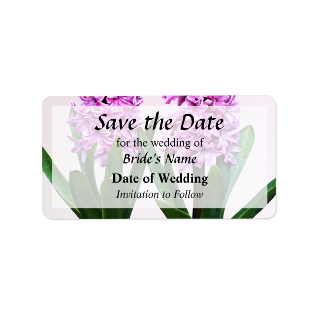 Pink Hyacinth Duo Save the Date Adressaufkleber (Vorne)