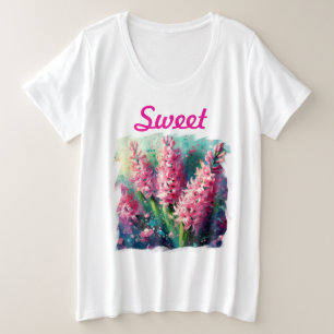 Pink Hyacinths Blumengemälde Große Größe T-Shirt