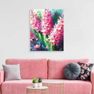 Pink Hyacinths Blumengemälde Leinwanddruck
