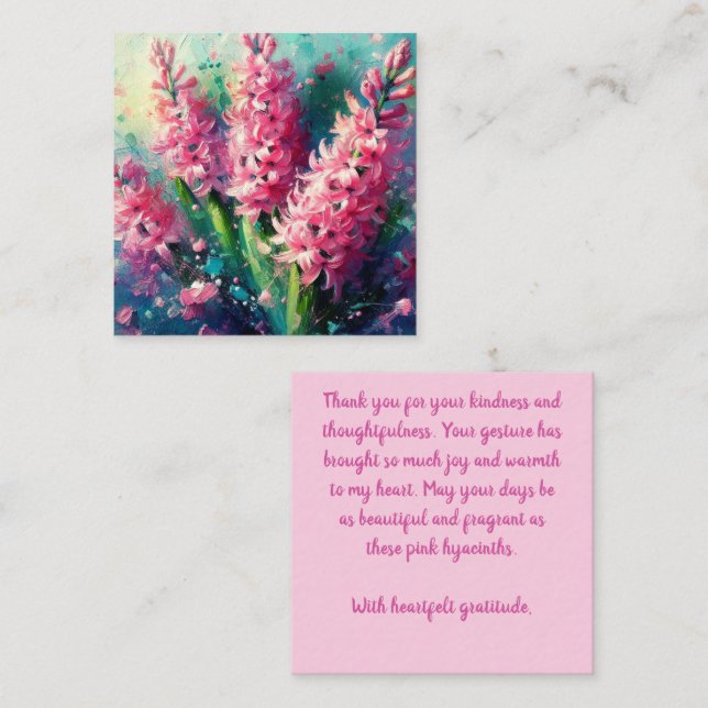 Pink Hyacinths Floral Blume Vielen Dank Mitteilungskarte (Vorne/Hinten)