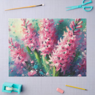 Pink Hyacinths Floral Impressionistische Decoupage Seidenpapier
