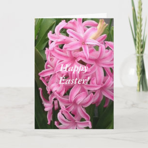 Pink Hyacinths Happy Oaster Grußkarten Feiertagskarte