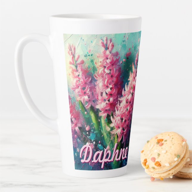 Pink Hyacinths Hyacinth Floral Personalized Milchtasse (Beispiel)