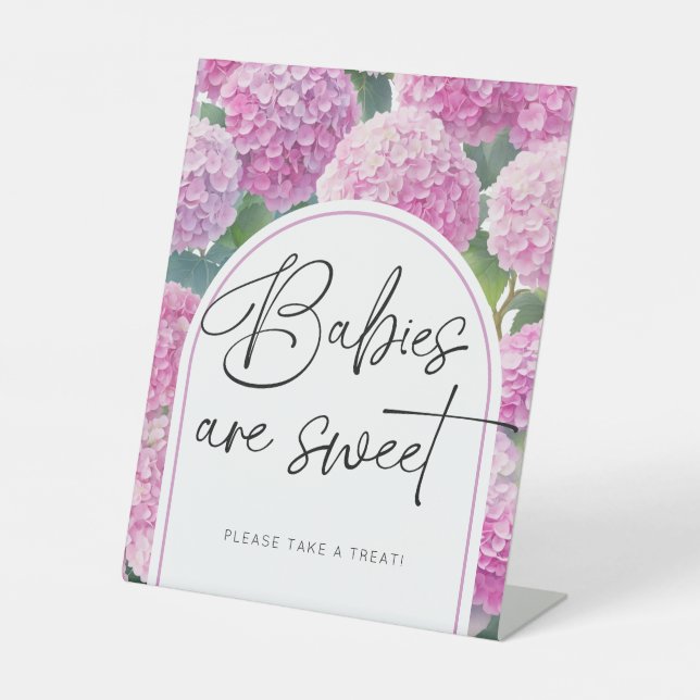 Pink Hydrangea Babies Sweet Baby Dusche Sockelschild (Vorderseite)