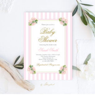 Pink Hydrangea Baby Shower Girl Einladung