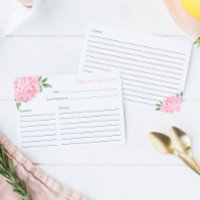 Pink Hydrangea Bloom Rezept Card