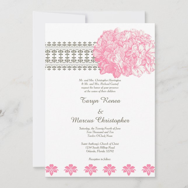 Pink Hydrangea Bloral 12x18 Wedding Einladung (Vorderseite)