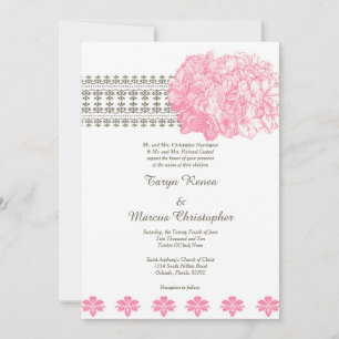 Pink Hydrangea Bloral 12x18 Wedding Einladung