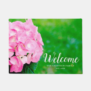 Pink Hydrangea Blossom Personalisiert Fußmatte