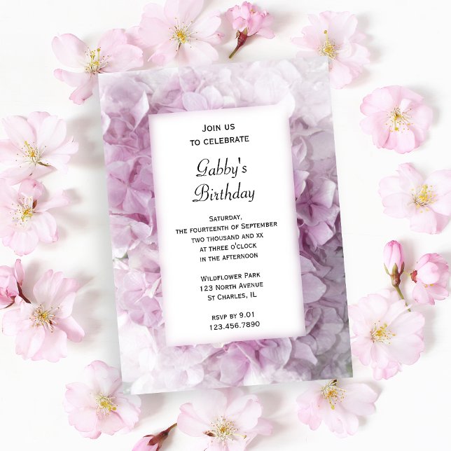 Pink Hydrangea Blume Geburtstagsparty Einladung (Von Creator hochgeladen)