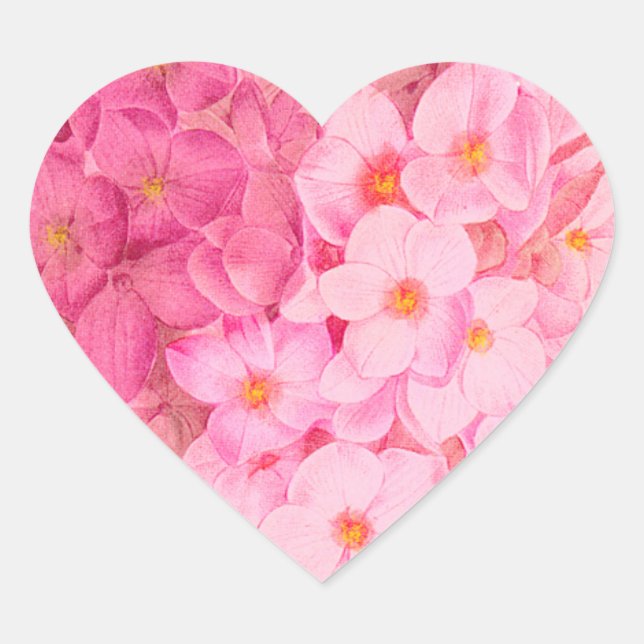 Pink Hydrangea Blume Herzkleber Herz-Aufkleber (Vorderseite)