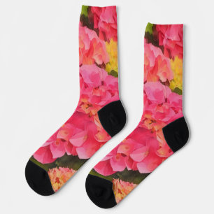 Pink Hydrangea Blume Kunst, Dichtung und Musik Socken