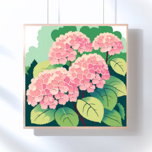 Pink Hydrangea Blumengemälde Poster