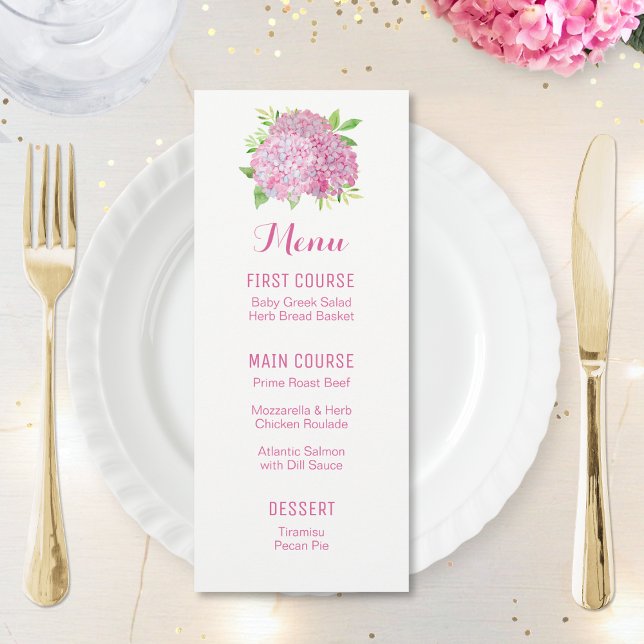 Pink Hydrangea Bouquet Blume Menus Menükarte (Von Creator hochgeladen)