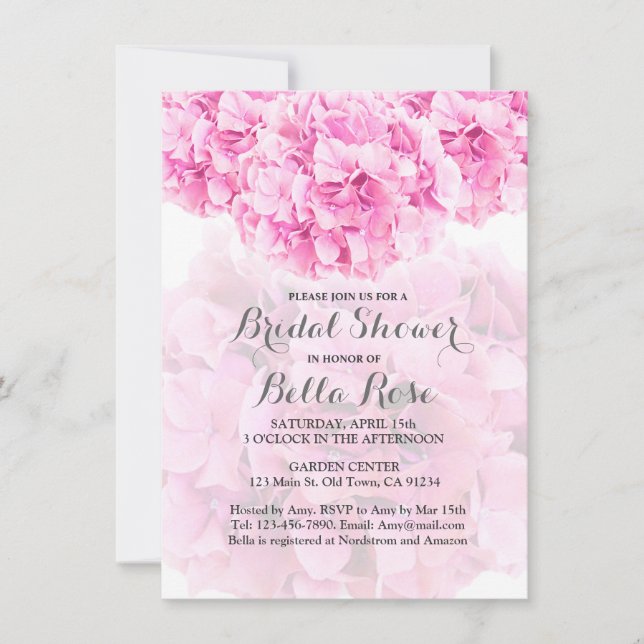 Pink Hydrangea Bridal Dusche Einladung Hydrangea1 (Vorderseite)