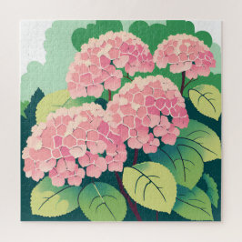 Pink Hydrangea Bush Card Puzzle