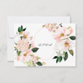 Pink Hydrangea Cosmos White Tulip Wedding RSVP Karte