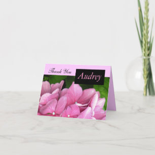 Pink Hydrangea Dankeschön Karte mit Namen