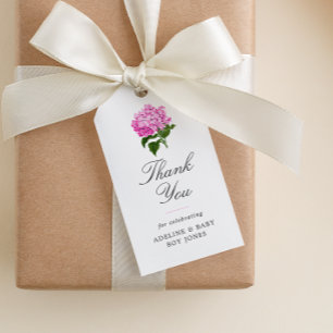 Pink Hydrangea Elegant Baby Dusche Vielen Dank Geschenkanhänger
