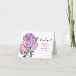 Pink Hydrangea Floral 80. Geburtstag Vielen Dank Dankeskarte