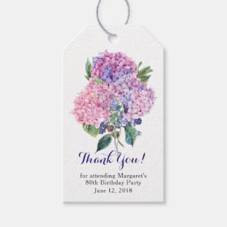 Pink Hydrangea Floral 80. Geburtstag Vielen Dank Geschenkanhänger