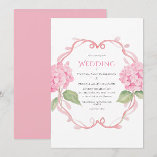 Pink Hydrangea Floral Watercolor Wedding Einladung